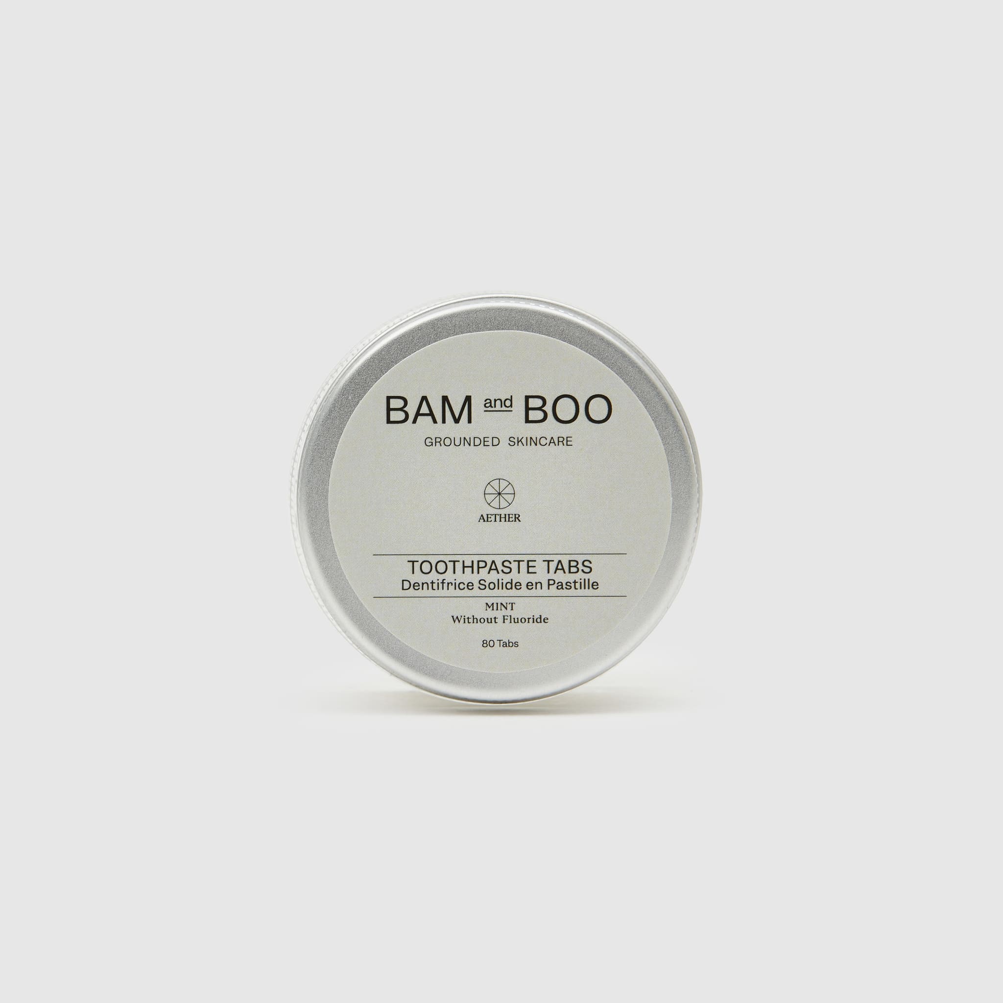 Toothpaste Tabs without Fluoride - Pack Shot Product Top Shot - BAMandBOO Grounded Skincare Azores