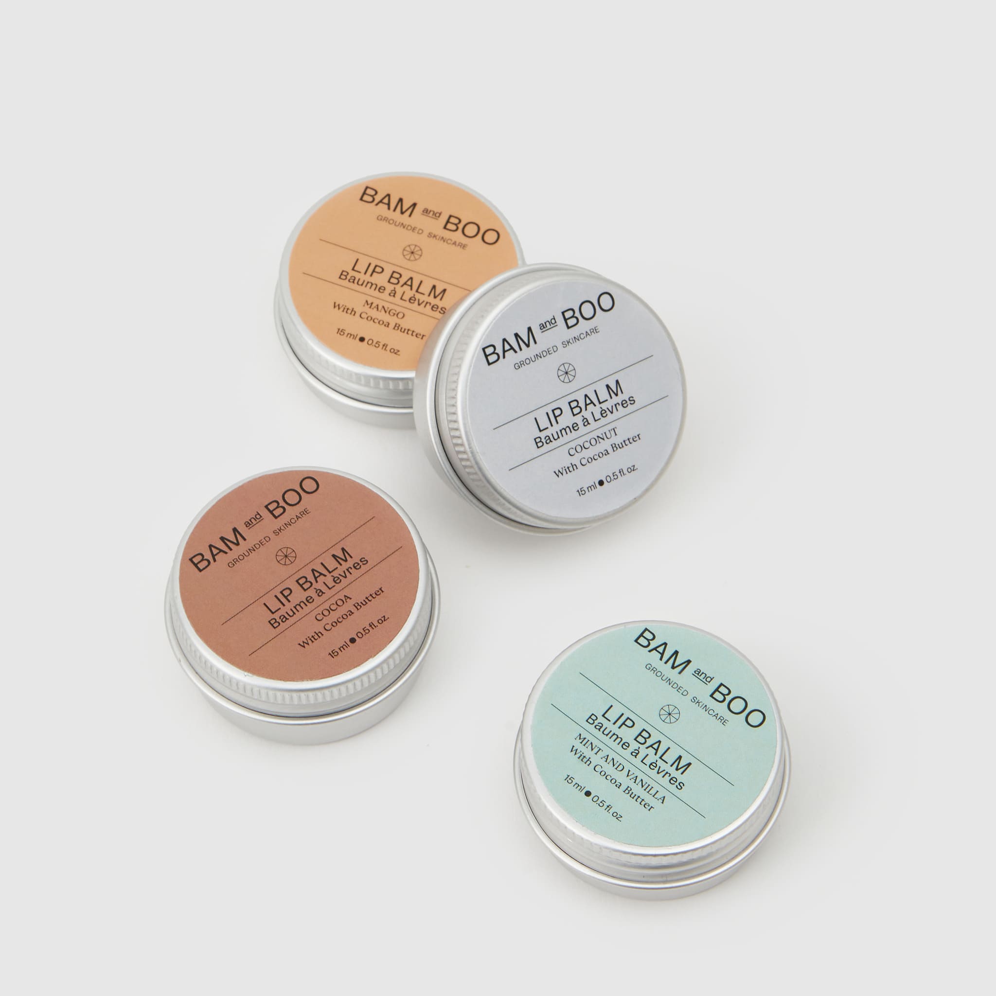 Lip Balms - Four Different Flavours - Pack Shot Product - BAMandBOO Grounded Skincare Azores