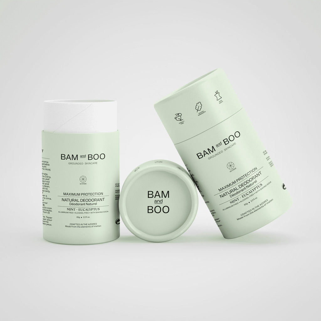 Maximum Protection Natural Deodorant - Mint and Eucalyptus - Pack Shot Product - BAMandBOO Grounded Skincare Azores