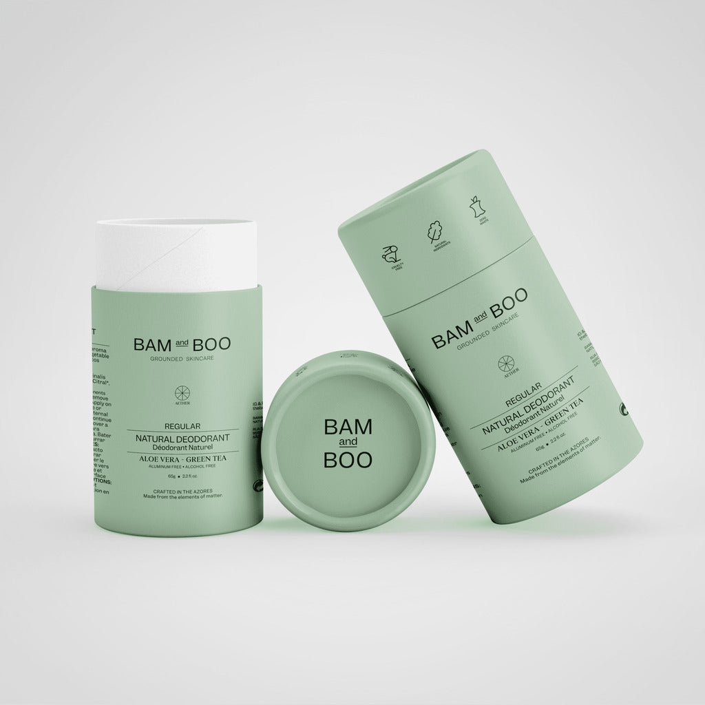 Regular Natural Deodorant - Aloe Vera and Green Tea - Pack Shot Product - BAMandBOO Grounded Skincare Azores