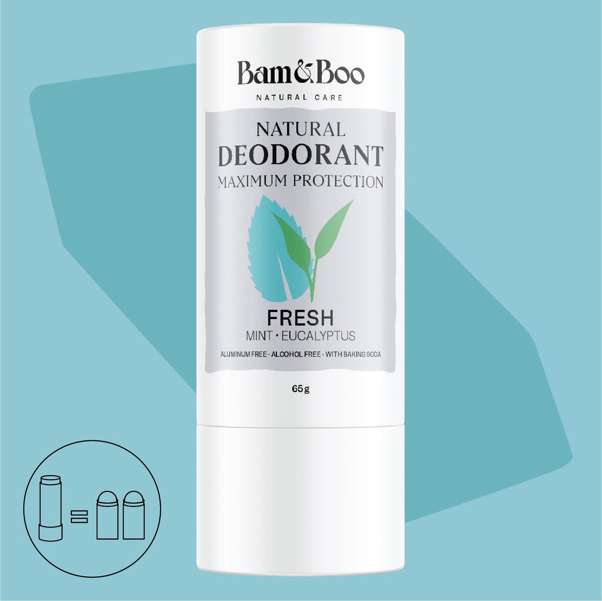 NATURAL DEODORANT | MAXIMUM PROTECTION | Fresh - Mint & Eucalyptus - Bam&Boo - Eco-friendly, vegan, sustainable oral and personal care