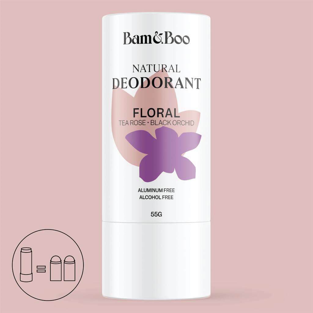 NATURAL DEODORANT | Floral - Tea Rose & Black Orchid - Bamboo Toothbrush Bam&Boo - Eco-friendly, vegan, sustainable oral and personal care