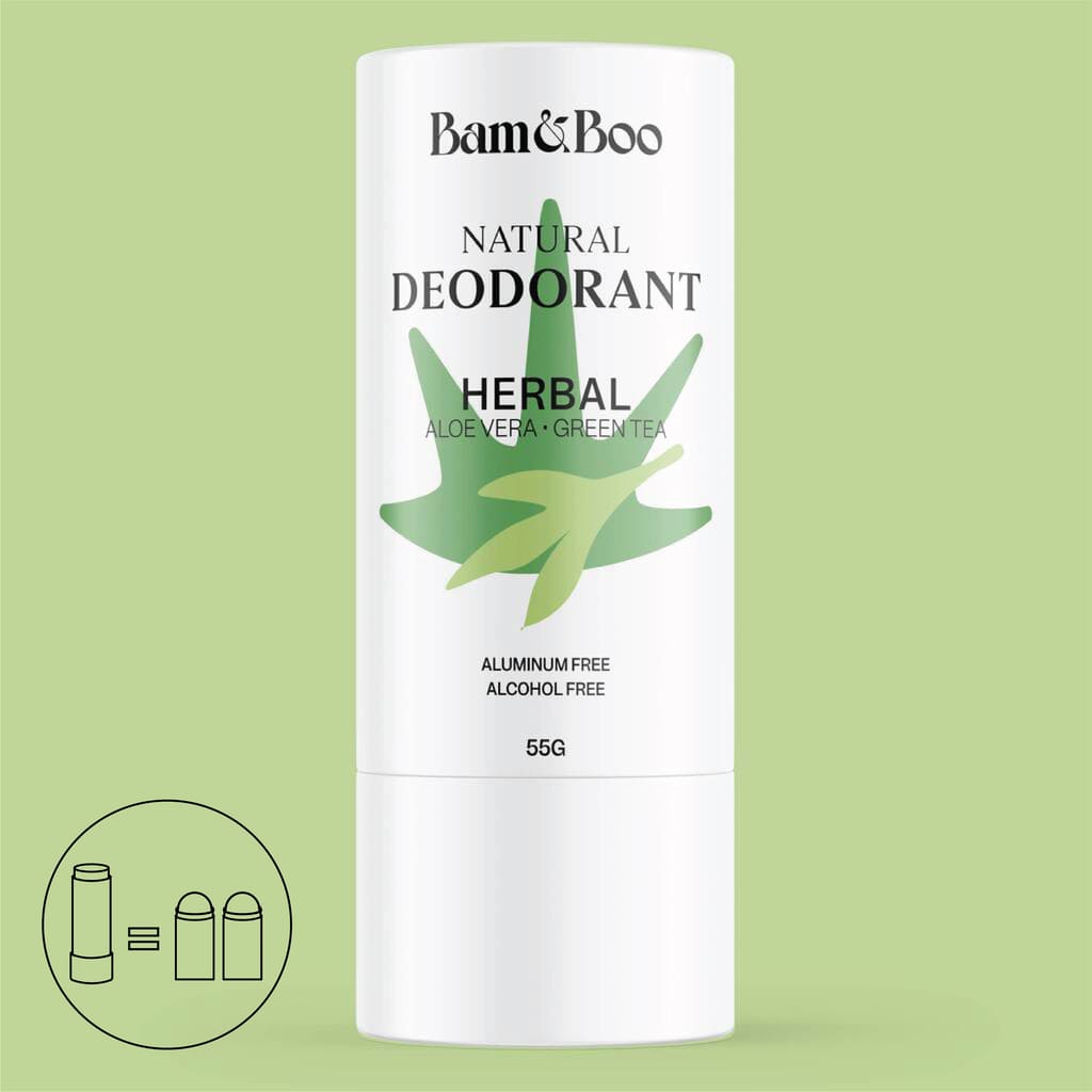 NATURAL DEODORANT | Herbal - Aloe Vera & Chá Verde - Bamboo Toothbrush Bam&Boo - Cosmética Sustentável, Vegan, Não testado em Animais
