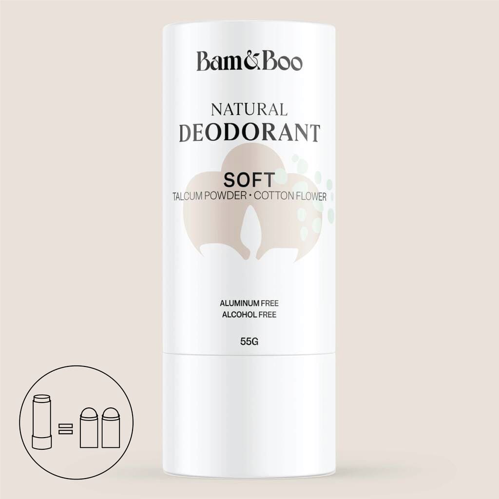 NATURAL DEODORANT | Soft - Talcum Powder & Cotton Flower - Bamboo Toothbrush Bam&Boo - Eco-friendly, vegan, sustainable oral and personal care