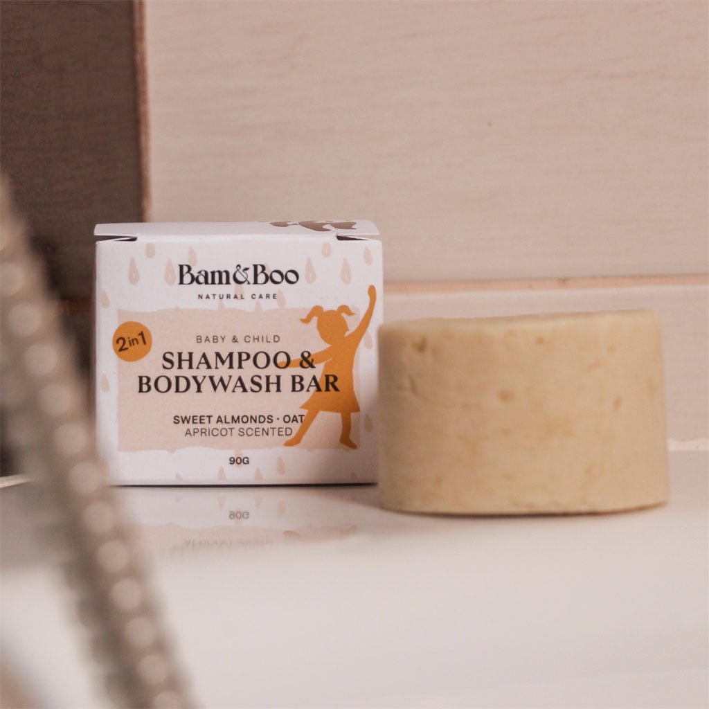 SHAMPOO AND BODYWASH BAR | Babies &amp; Kids | Sweet Almond Oil + Oatmeal - Bam&amp;Boo - Eco-friendly, vegan, sustainable oral and personal care