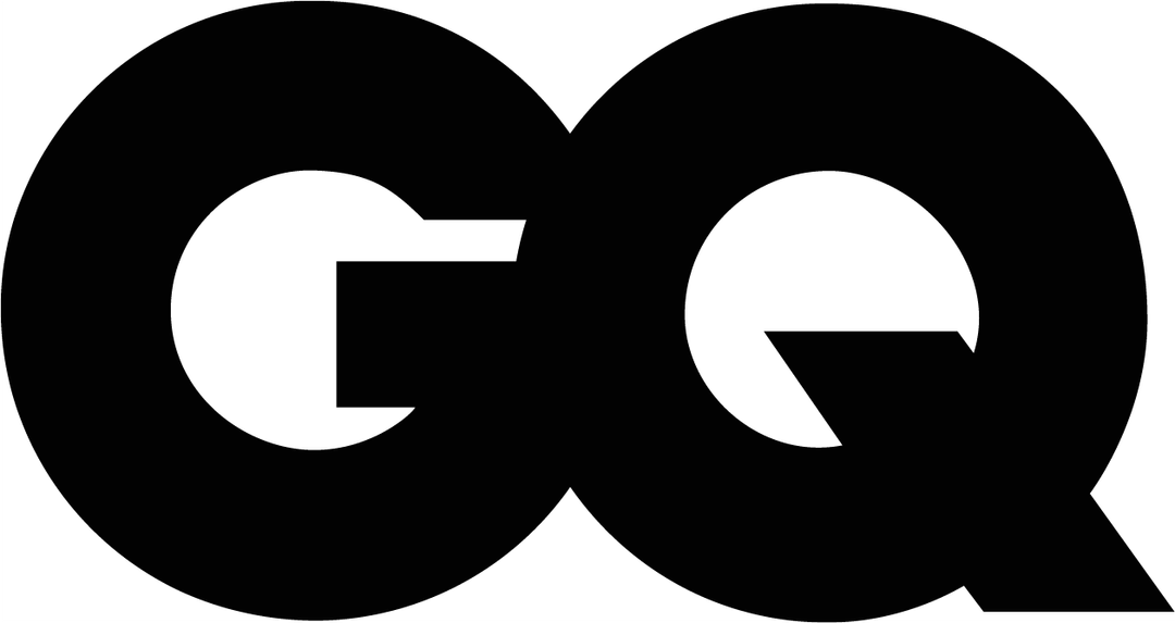 'GQ logo in bold black letters on a white background.'