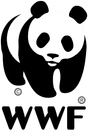 'WWF logo featuring a black and white panda'